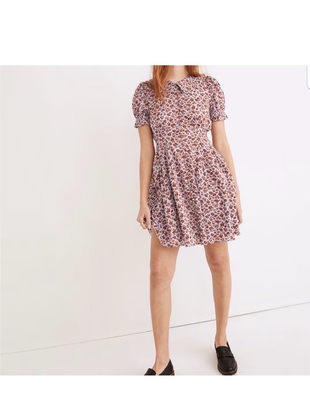 Madewell women’s mini dress size4 fully lined covered buttons PeterPan collar